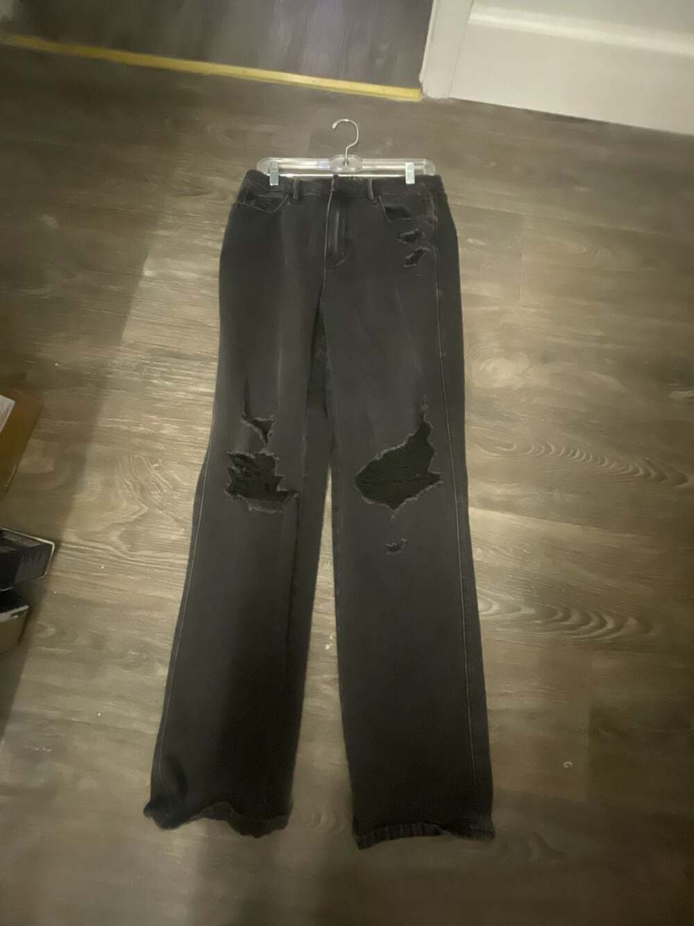 Judy Blue Los Angeles Black Distressed Wide Leg Jeans Size 9/29